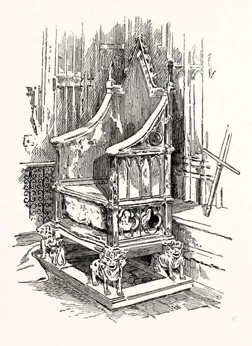 THE CORONATION CHAIR AND 'STONE OF DESTINY,' WESTMINSTER ABBEY