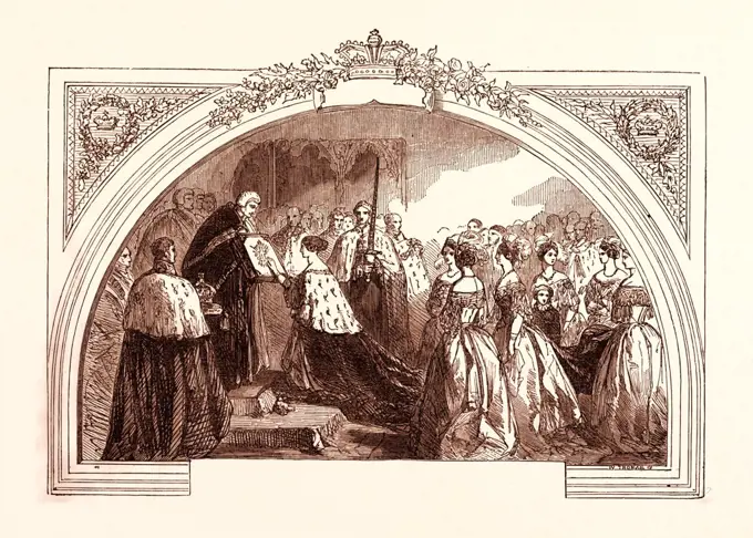 CORONATION OF QUEEN VICTORIA IN WESTMINSTER ABBEY, JUNE 28, 1838, LONDON, UK, britain, british, europe, united kingdom, great britain, european