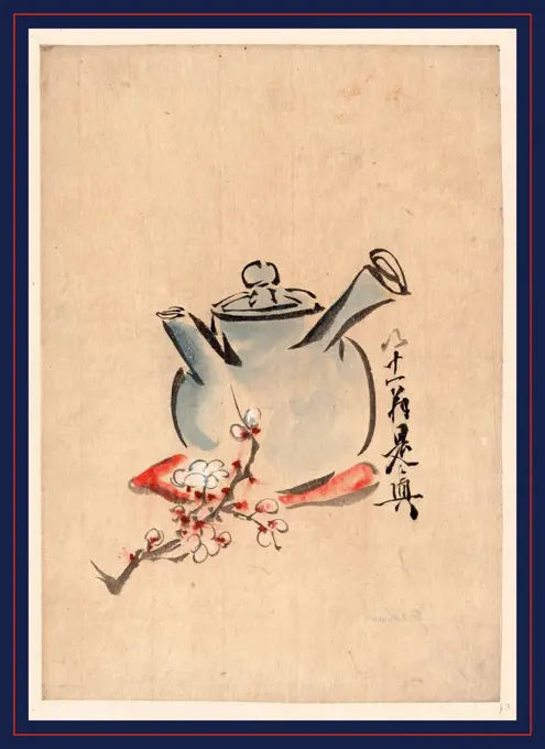 Teapot with cherry or plum blossoms, between 1750 and 1850, 1 painting : color.