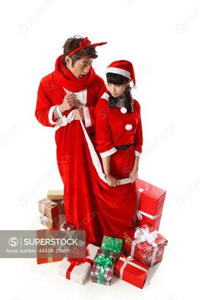 Young couple celebrating Christmas