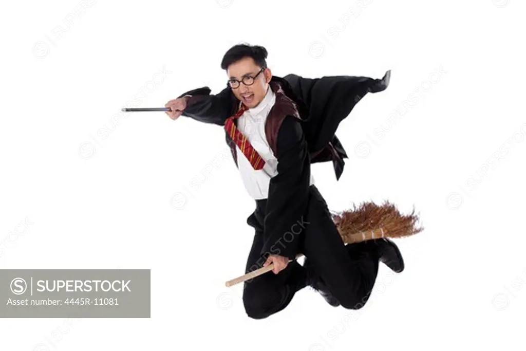 Young man dressed as a wizard