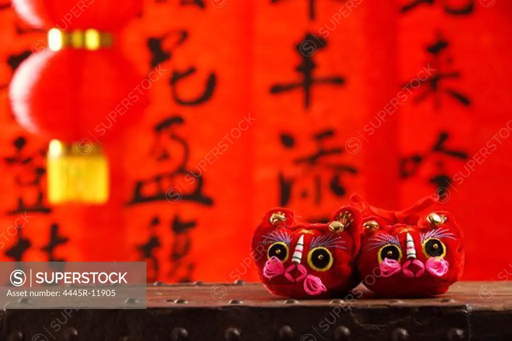 Close-up of small decoration shoes