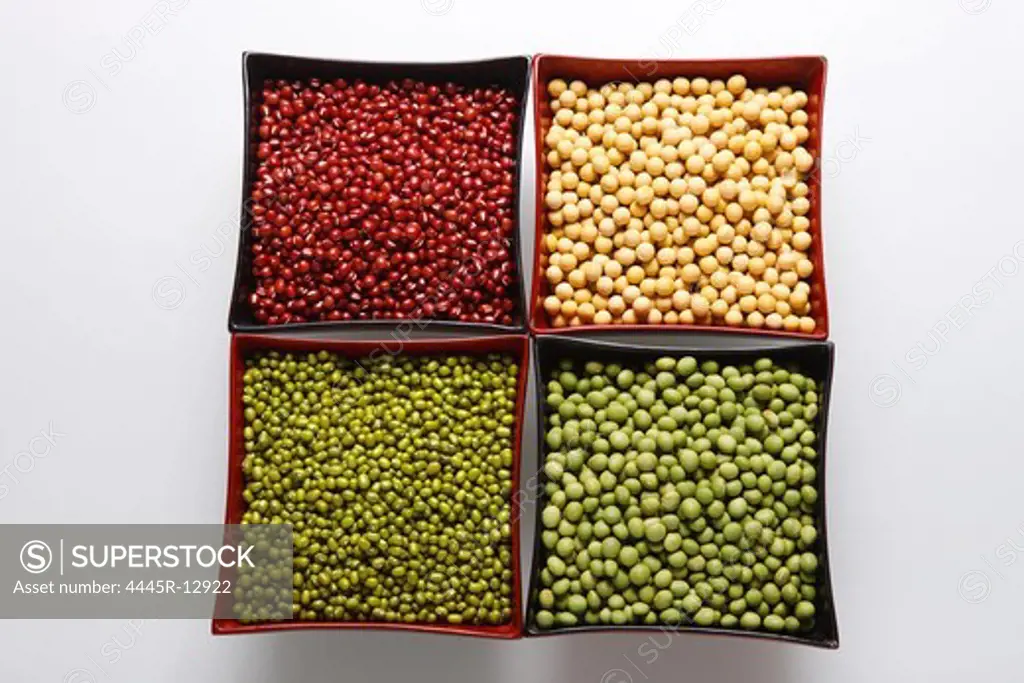 Soybean,red bean,green bean and mung bean