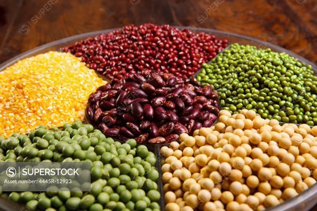 Kidney bean,soybean,mung bean,corn,red bean and green bean