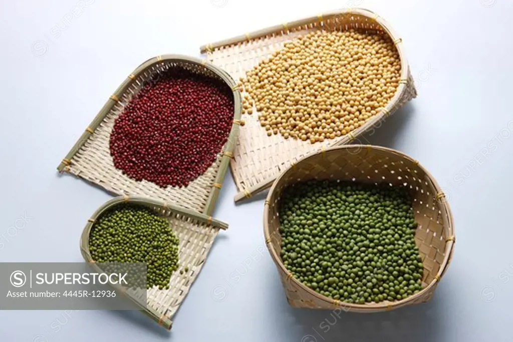 Red bean,green bean,mung bean and soybean