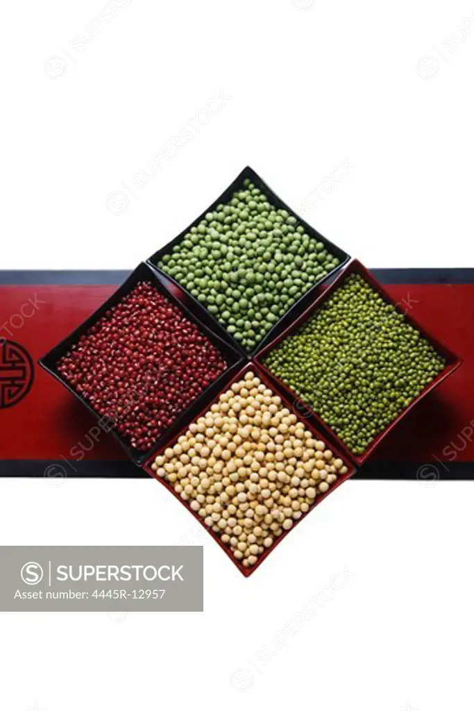 Red bean,soybean,green bean and mung bean