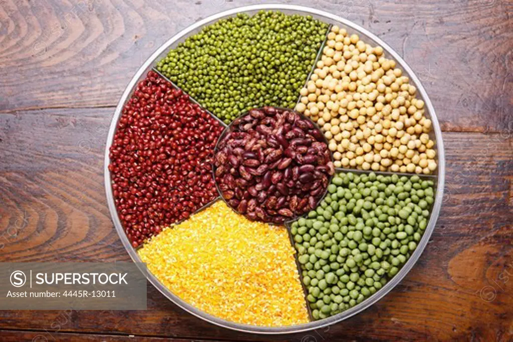 Kidney bean,green bean,mung bean,red bean,soybean and corn
