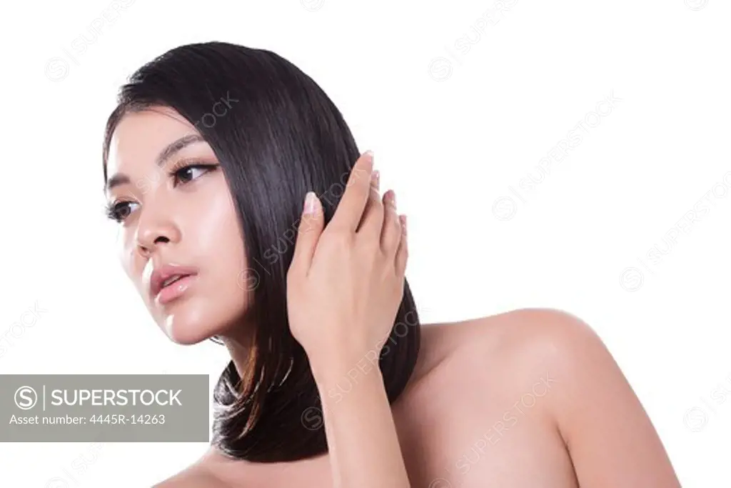 Young lady and silky hair
