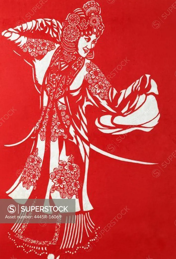 Paper-cutting of opera character