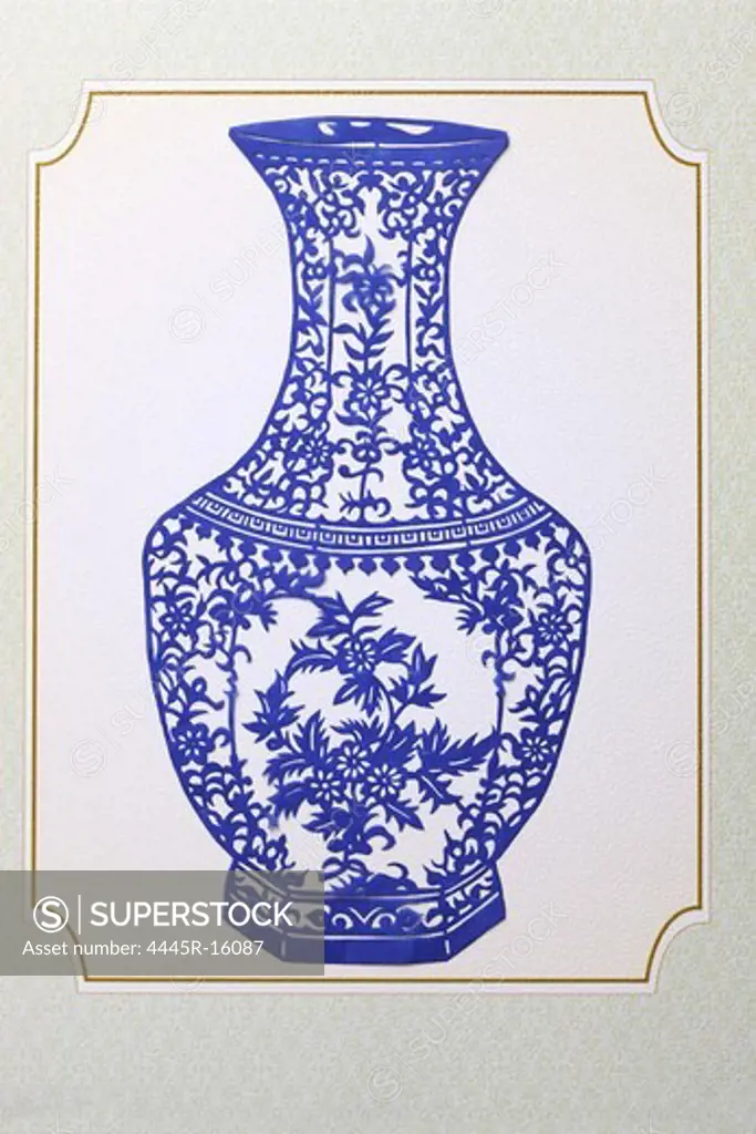 Paper-cutting of blue and white porcelain