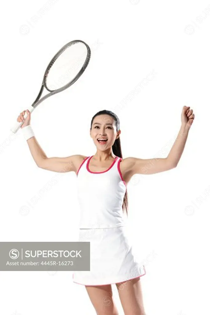 Female athletes playing tennis