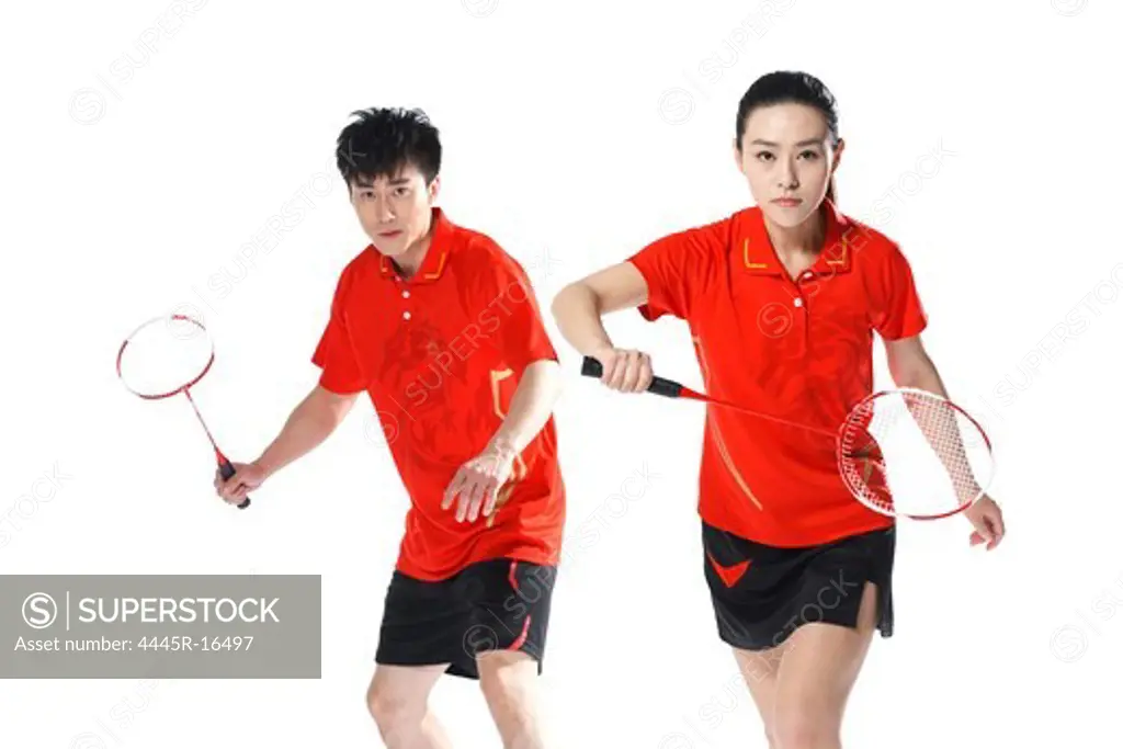 Badminton doubles players