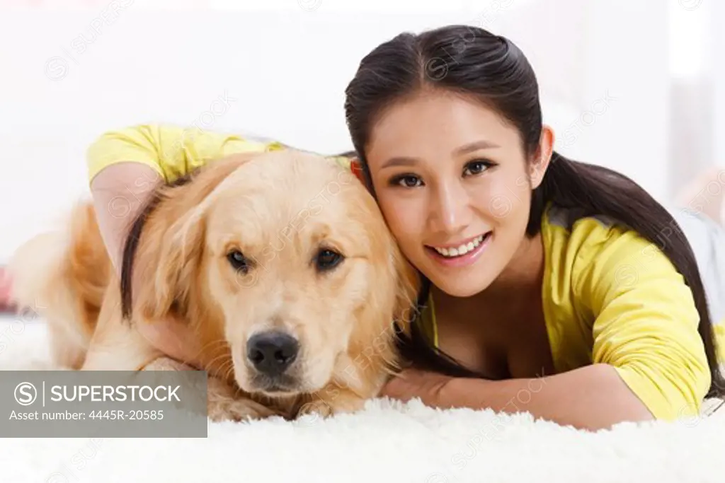 Young woman and dog