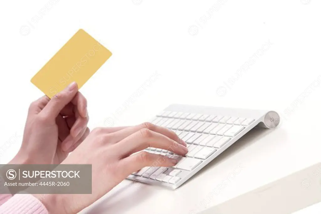 Woman holding card