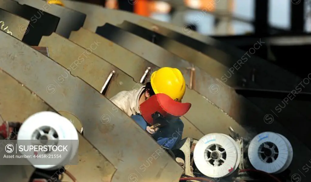 Shipyard workers on