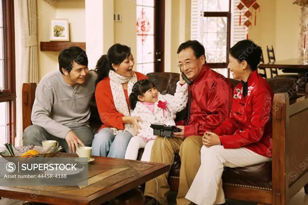 Family celebrating Chinese New Year
