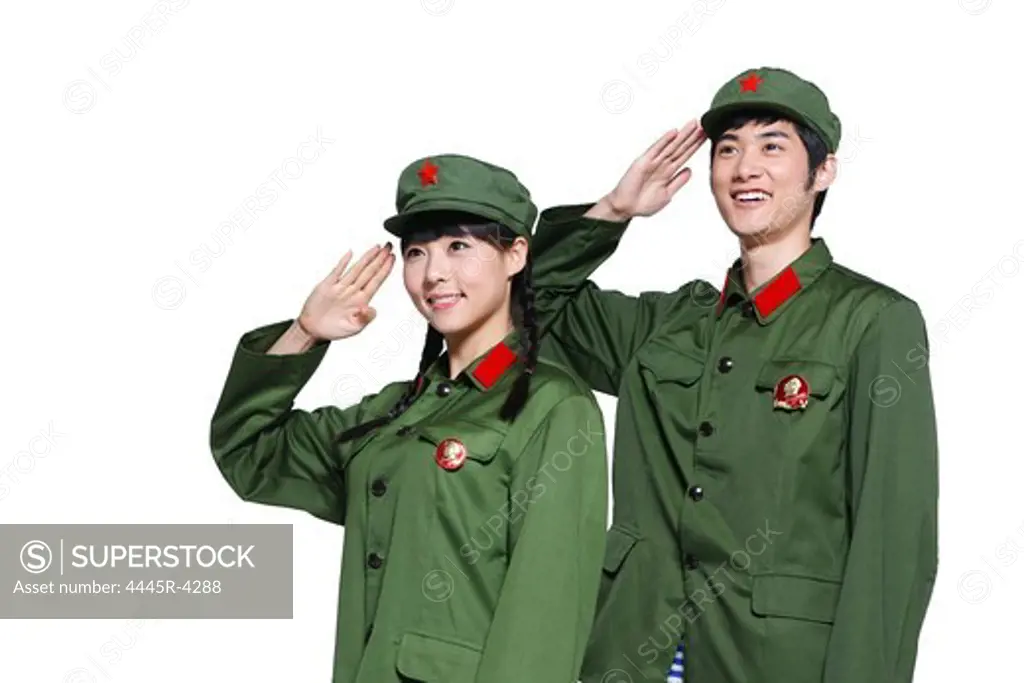 Young couple in uniform
