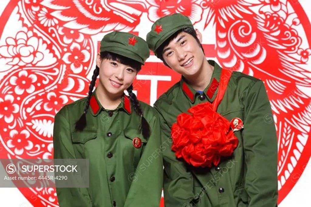 Young couple in uniform