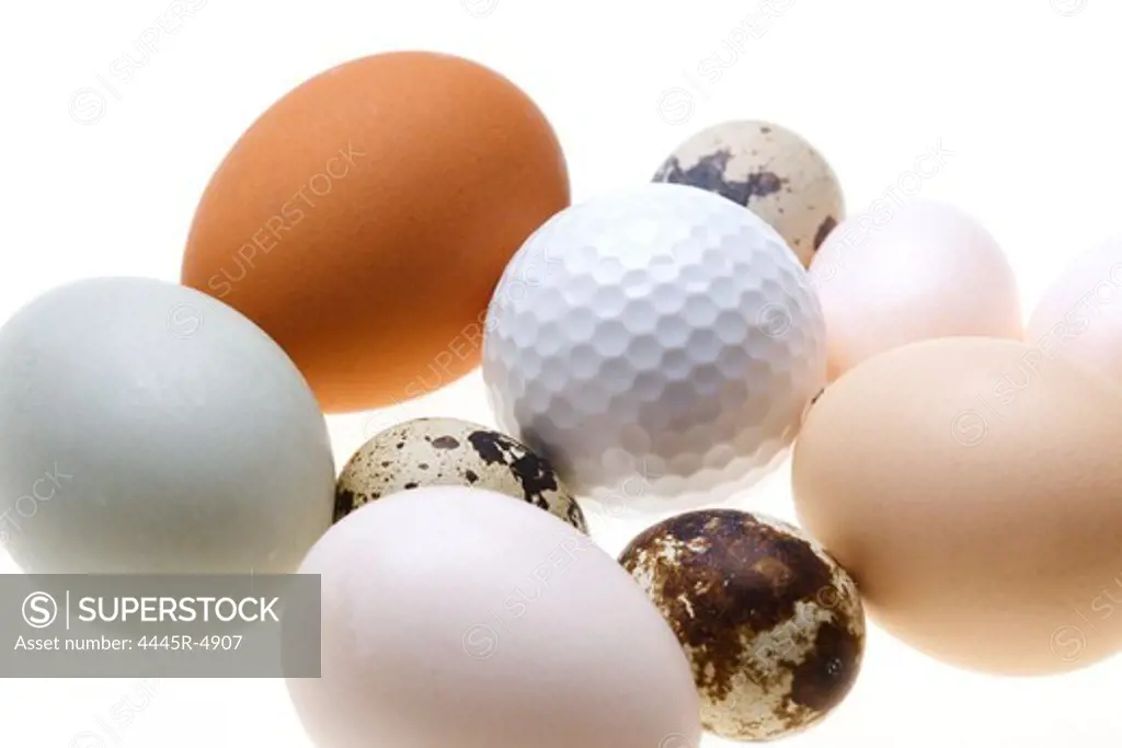 Eggs and golf ball