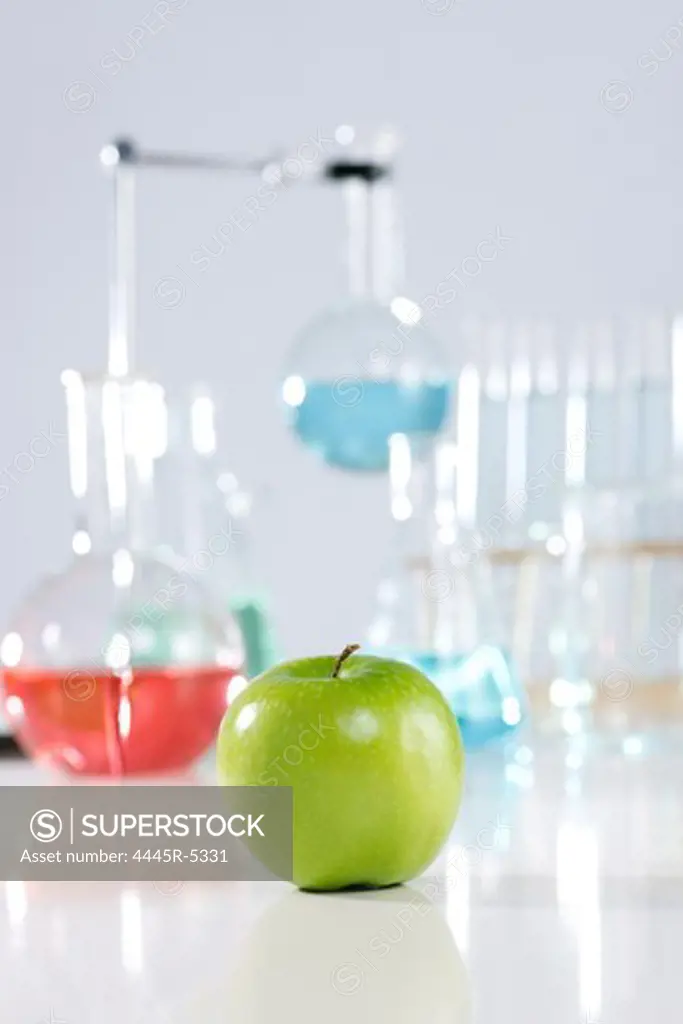 Green apple and labwares