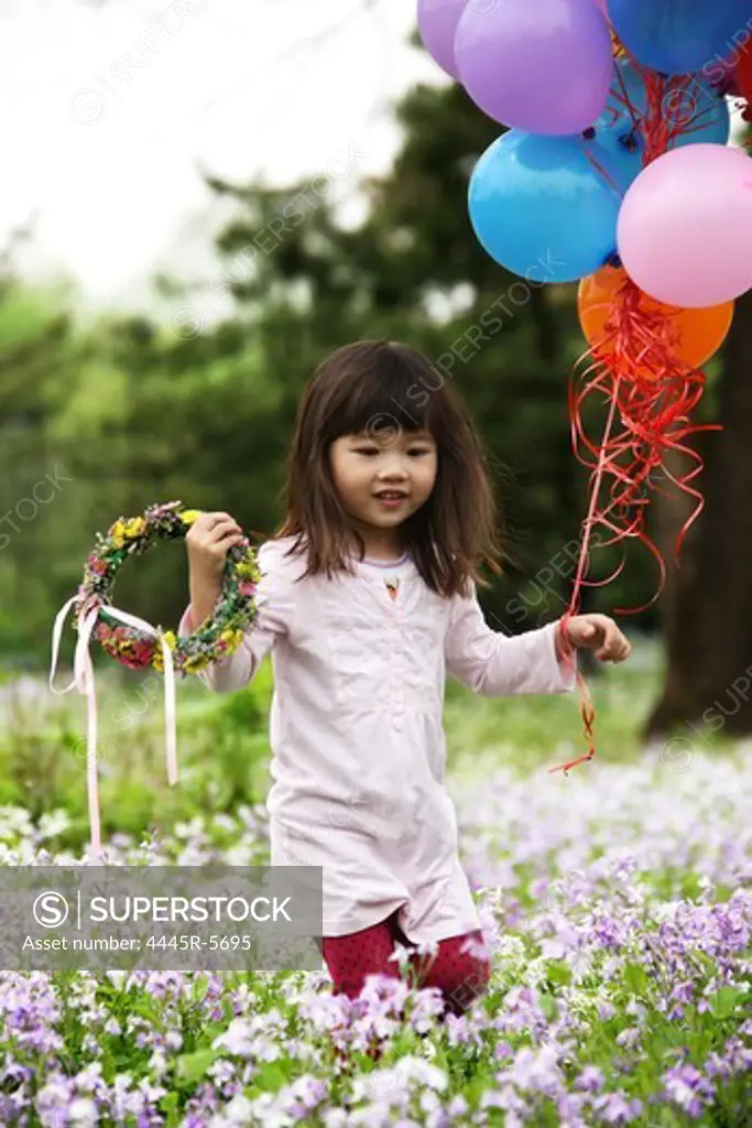A girl playing outside