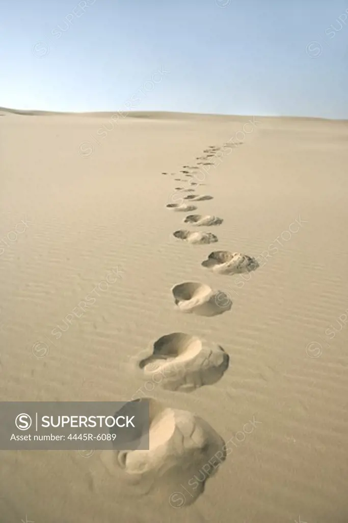 Footprints on desert