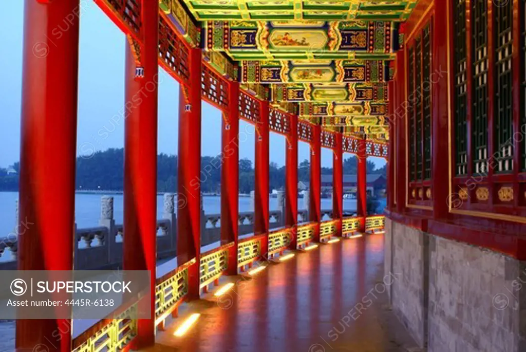 Night view of long corridor of the Summer Palace