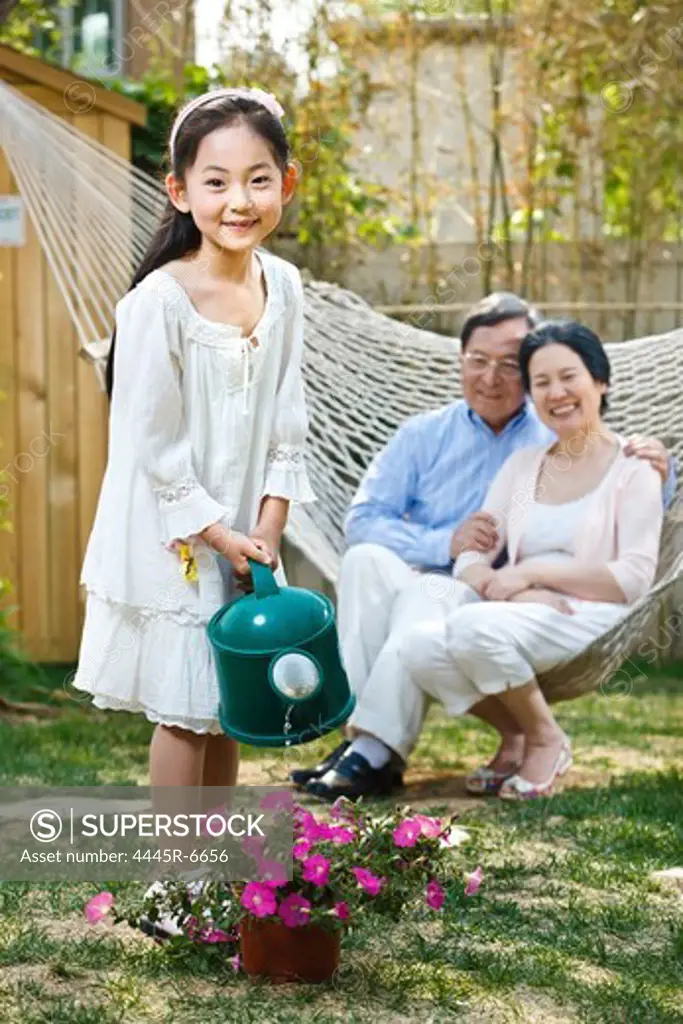 Girl with her grandparents