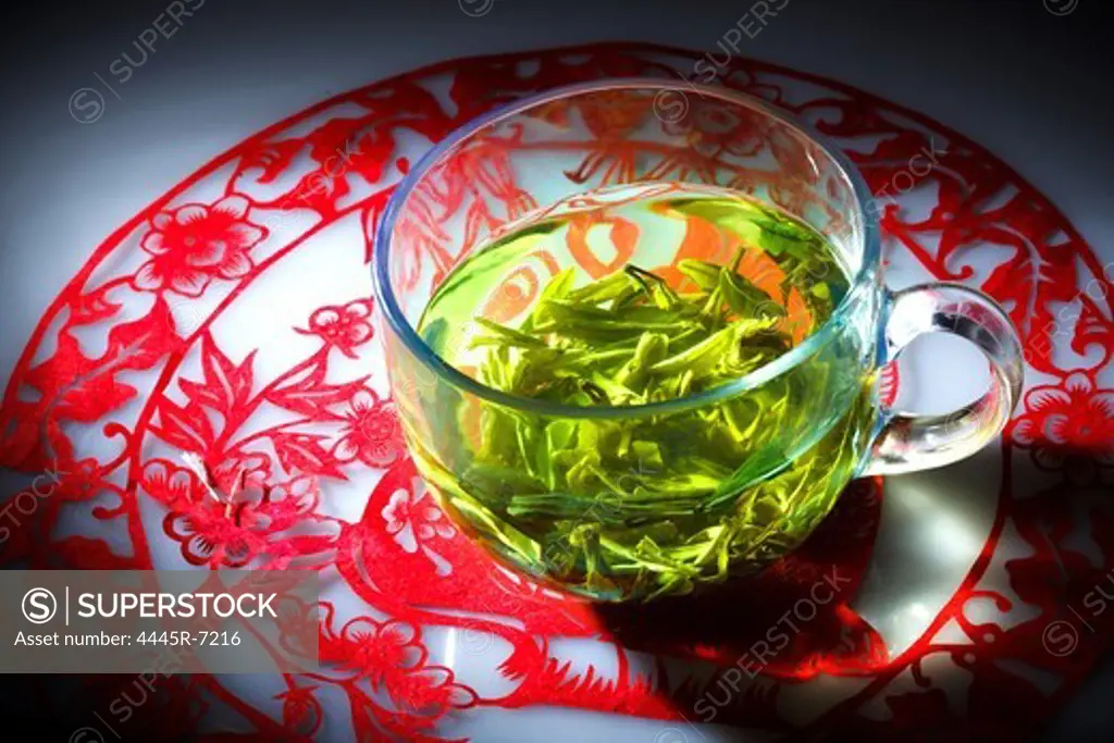 Cup of green tea,close-up