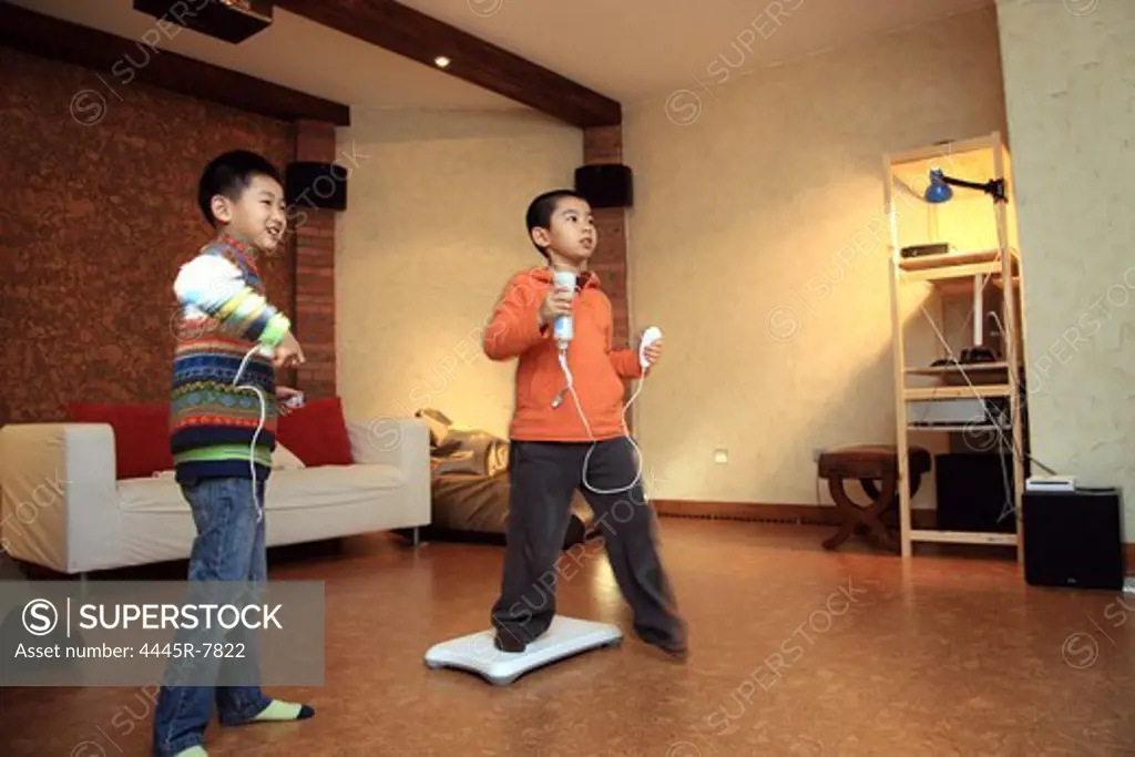 Two boys playing games