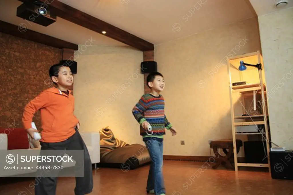 Two boys playing games