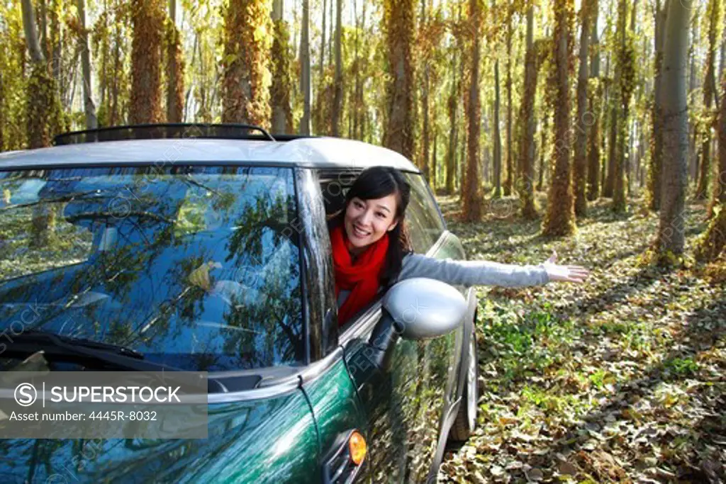 Woman sitting in a car