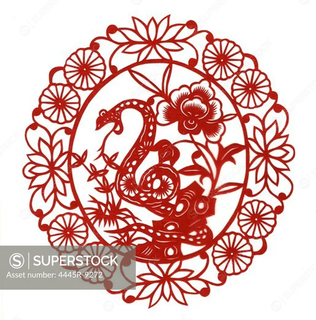 Red paper cutout decoration