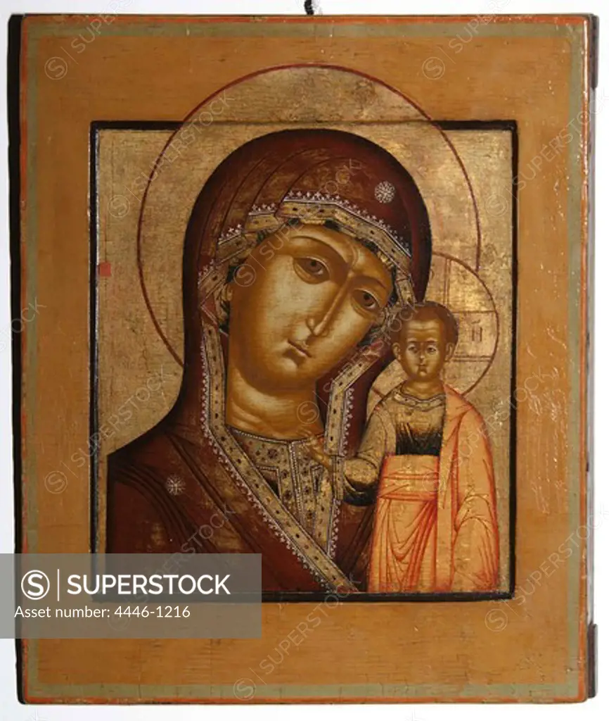 Virgin of Kazan, Tempera on wood