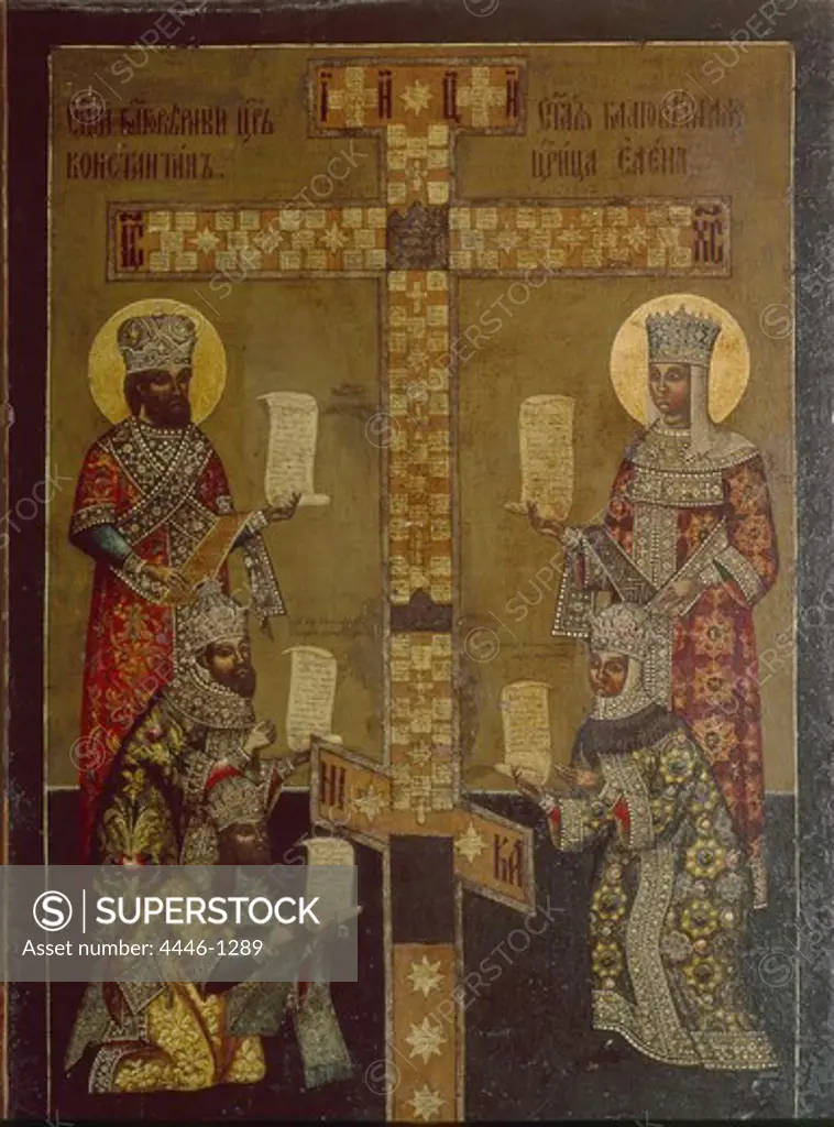 Russia, Moscow, Museums of Moscow Kremlin, Adoration of Cross, Tempera on wood
