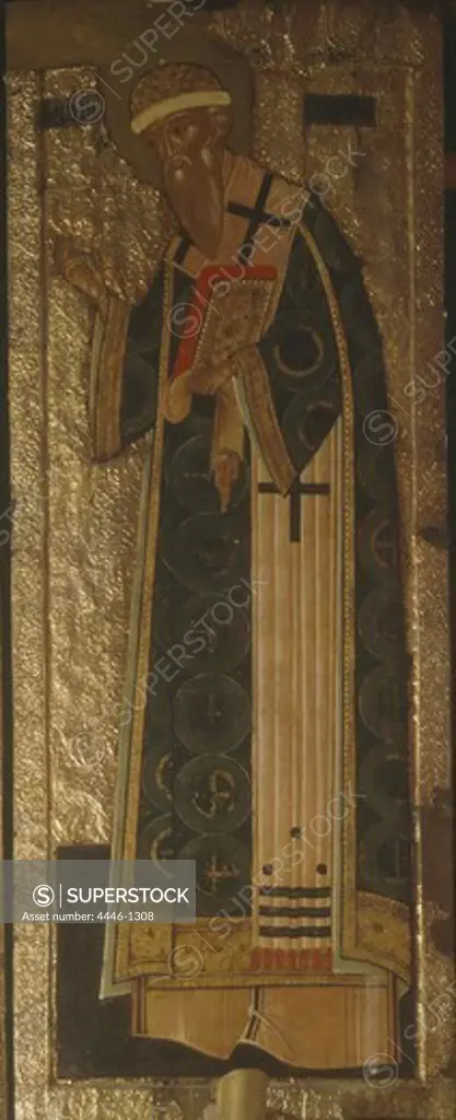 Metropolitan Hierarch Jonah of iconostasis, tempera on wood, Deposition of Robe, Church of Moscow, Kremlin