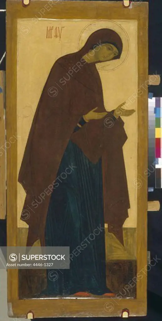 Virgin of Obsecration Order, 16th Century, tempera on wood, 123x55, Museum of Tver