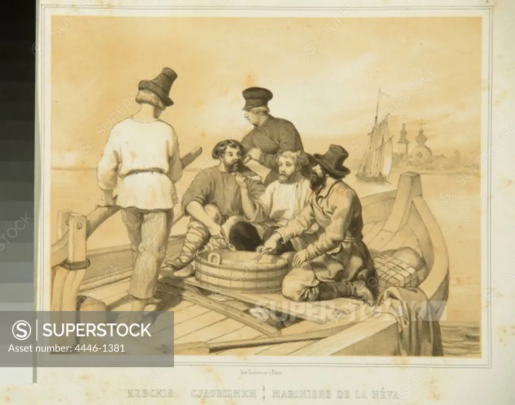 Boaters with Neva by Roussel, illustration