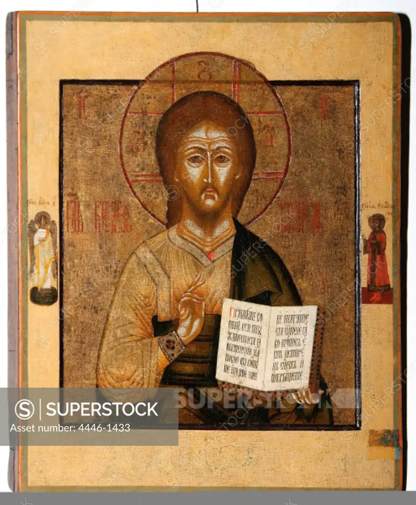 Savior Pantocrator Enthroned with Selected Saints first half of 19th century tempera on wood, gilding