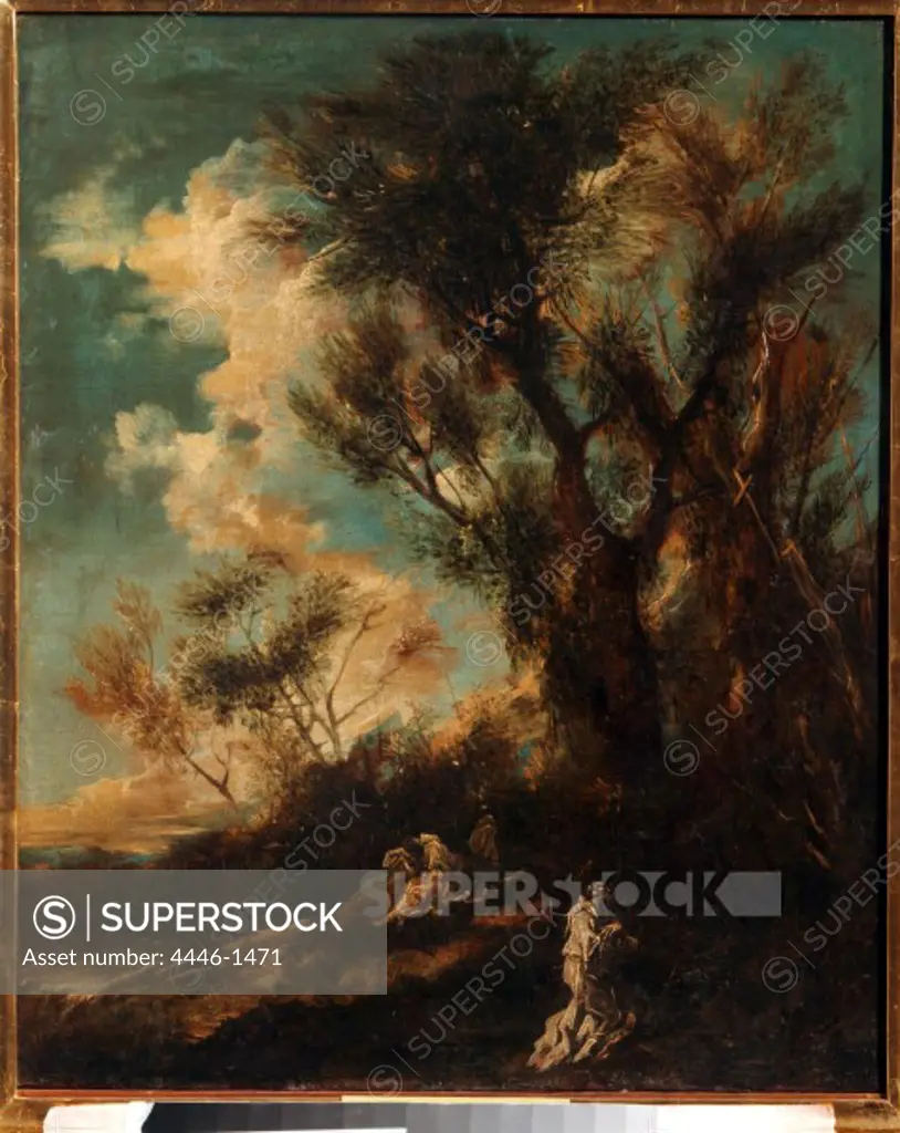 MAGNASCO Alessandro (1667-1749, Italian school) Hermits under the tree Oil on canvas (Voronezh Museum of Art)