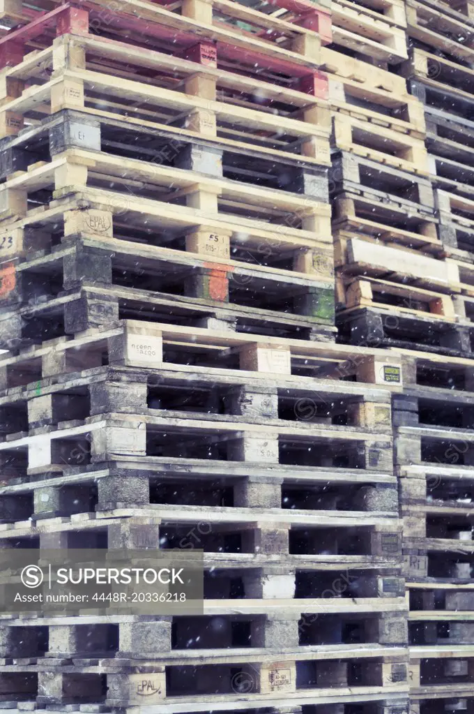 Closeup on pile with pallets