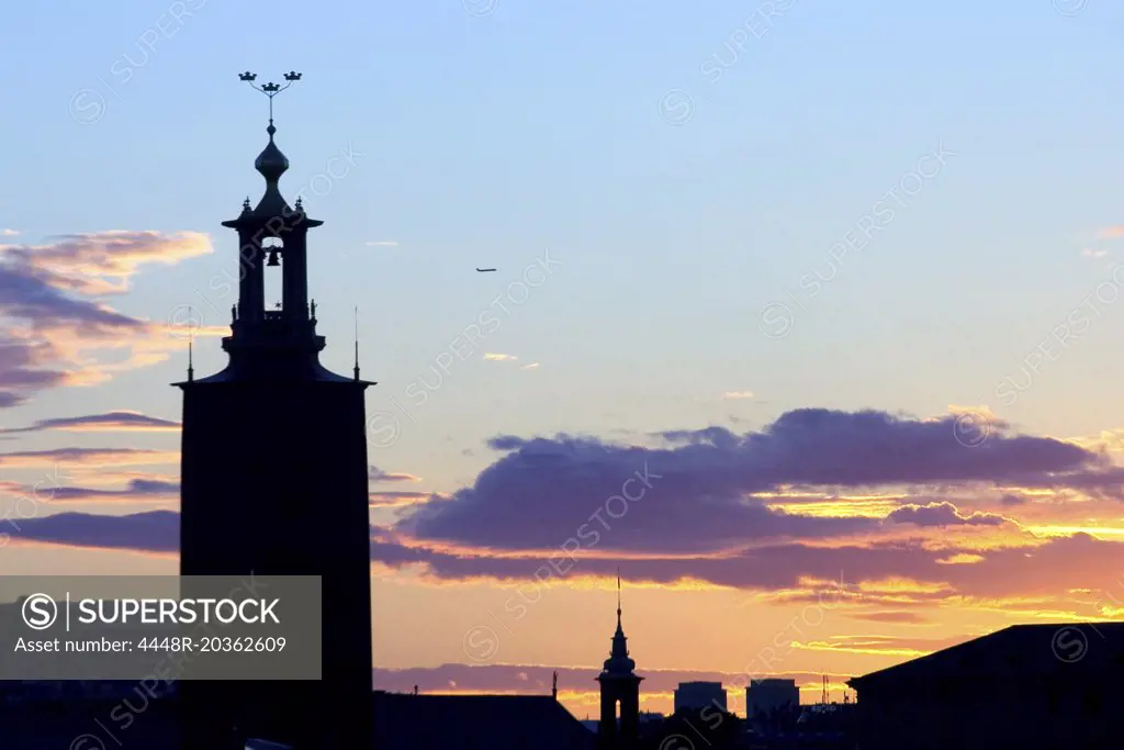 Silhouette of the city hall of Stockholm