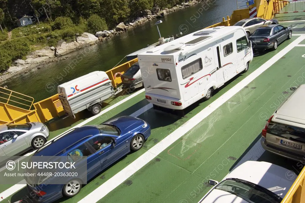 Cars on a car ferry
