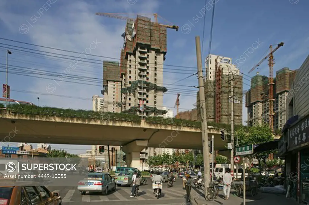 high rise flats, busy junction, Shanghai