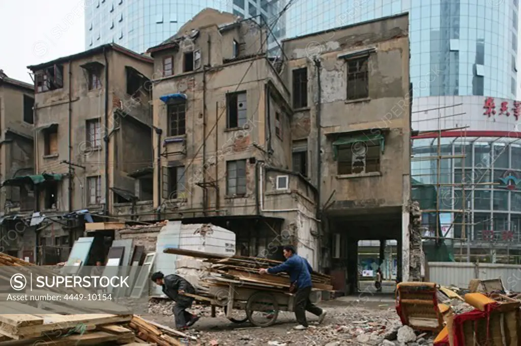 collecting demolition material, Lao Xi Men, Shanghai