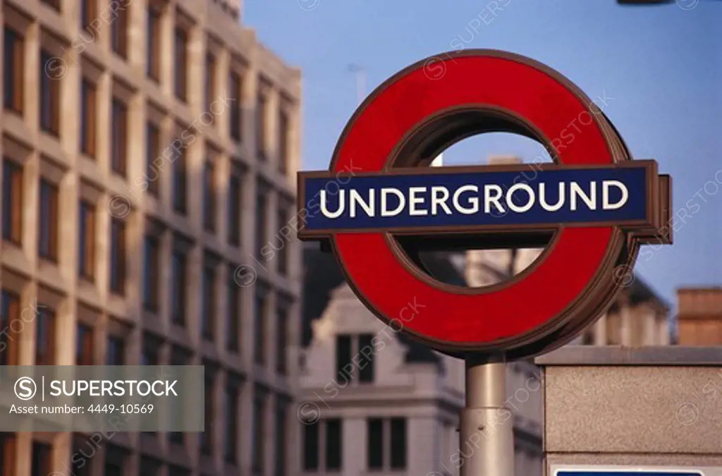 London Underground sign, London, England, Great Britain
