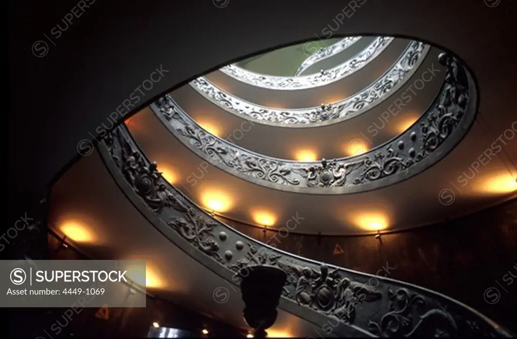 Illuminated staircase at the vatican museum, Rome, Italy, Europe