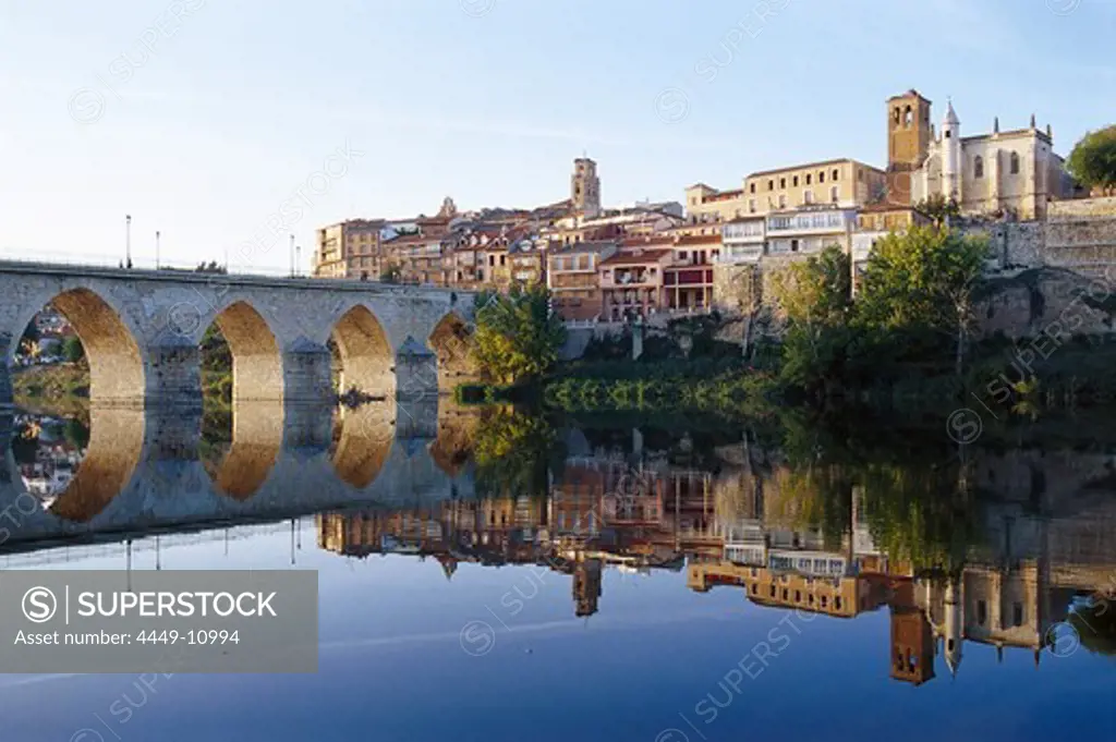 View at the town Tordesillas and the river Duero, Castilla, Spain, Europe