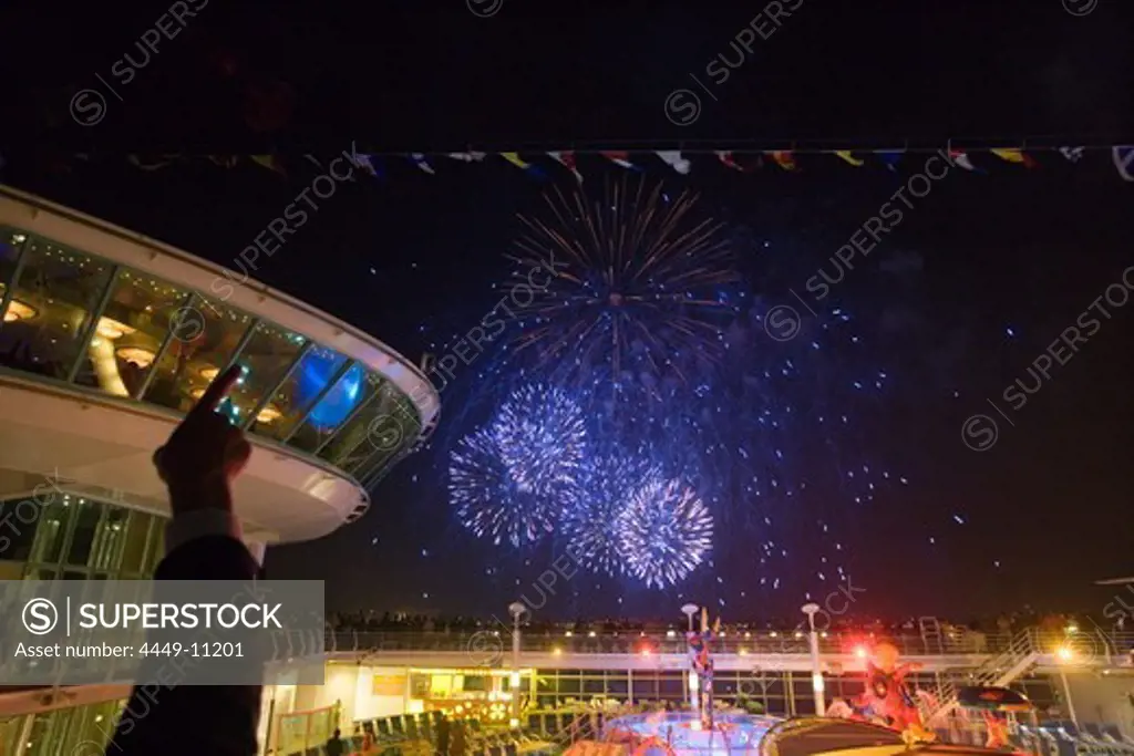 Fireworks Extravaganza over Hamburg Harbor, Freedom of the Seas Cruise Ship, Royal Caribbean International Cruise Line