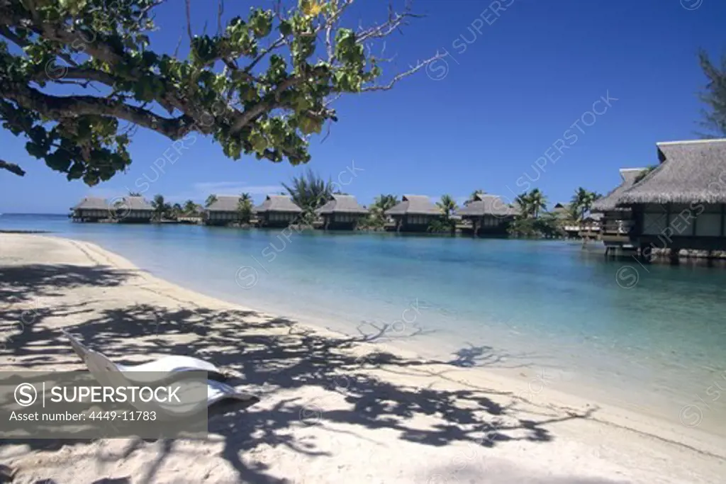 Beach Chairs & Overwater Bungalows, InterContinental Beachcomber Resort, Moorea, French Polynesia